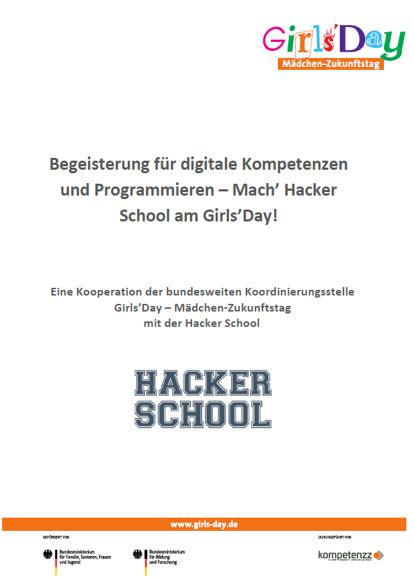 Konzept für einen digitalen Workshop „Begeisterung für digitale Kompetenzen und Programmieren – Mach’ Hacker School am Girls'Day!“