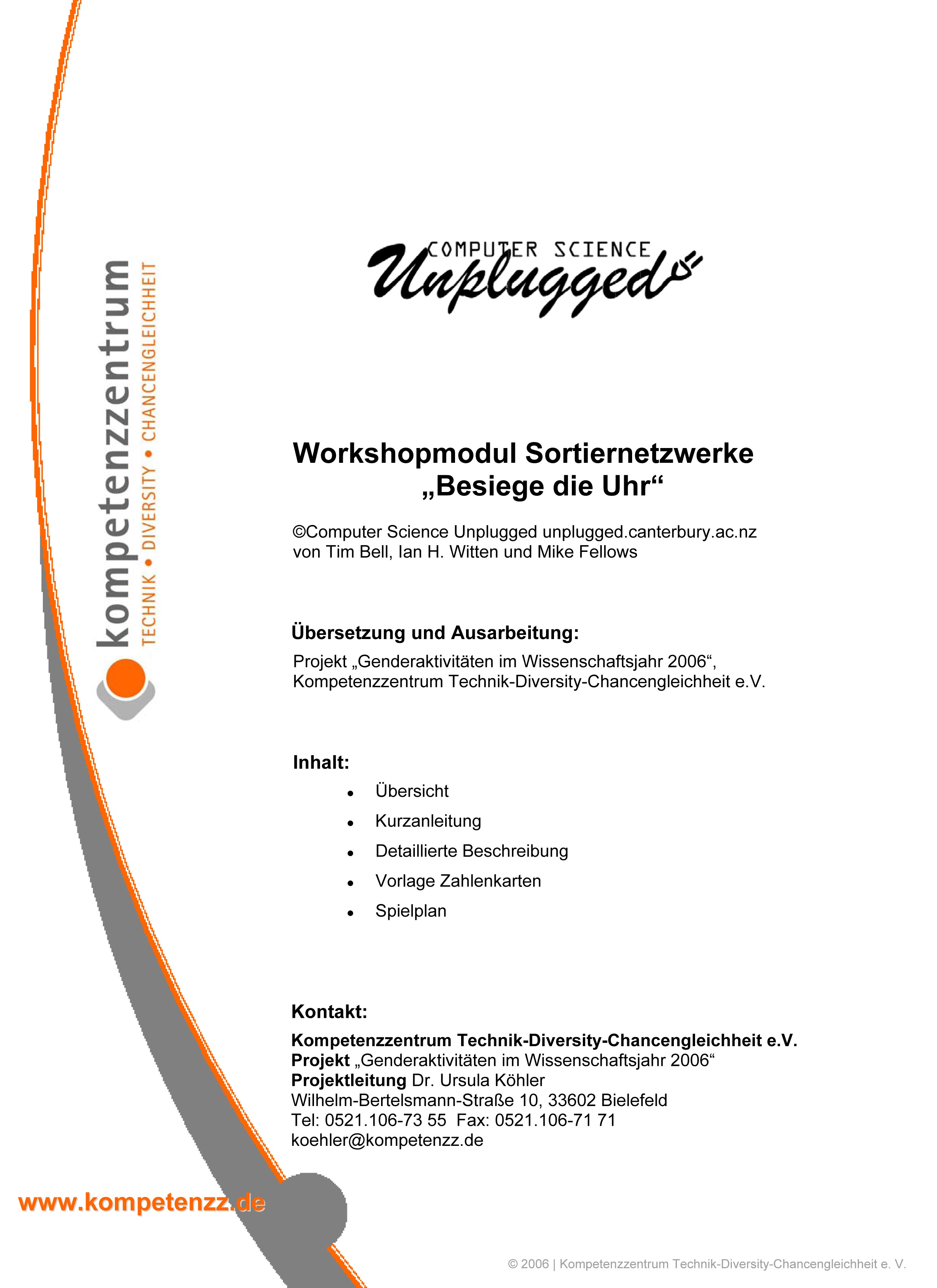 Workshopmodul Sortiernetzwerke "Besiege die Uhr"